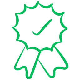 Un ruban vert avec une coche au centre, symbolisant l'approbation ou la certification d'un service de bagagerie mobile ou de consigne bagages France.