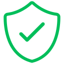 Un bouclier vert avec une coche verte à l'intérieur, symbolisant la sécurité, la protection ou la vérification pour consigne bagages France, sur un fond gris clair.